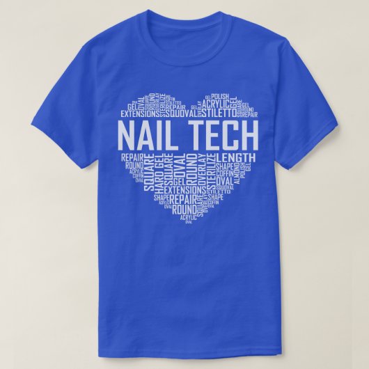 爪、 ネイル技術ハート Tシャツ (デザイン正面)