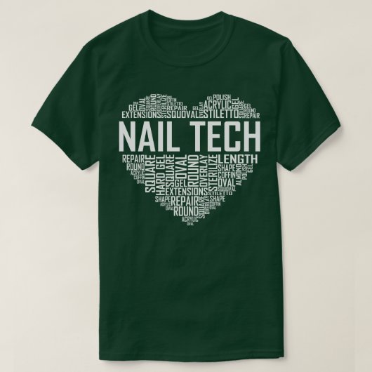 爪、 ネイル技術ハート Tシャツ (デザイン正面)