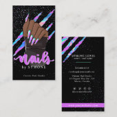 爪、 ネイル技術ホログラフィッククロースクラッチ爪、 ネイルショップロゴ 名刺 (正面/裏面)