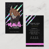 爪、 ネイル技術ホログラフィッククロースラッシュ爪、 ネイルショップロゴ 名刺 (正面/裏面)