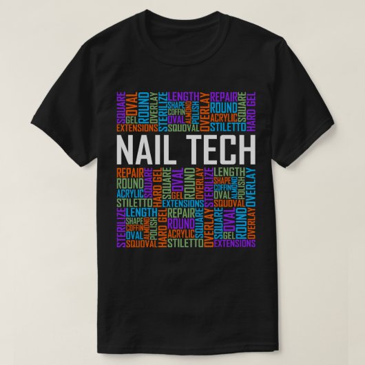 爪、 ネイル技術用語 Tシャツ (デザイン正面)