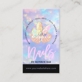 爪、 ネイル技術結晶ホログラフィック爪、 ネイルショップブルーオパール 名刺