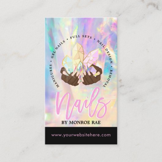 爪、 ネイル技術結晶ホログラフィック爪、 ネイルショップ事業  名刺 (正面)