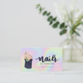 爪、 ネイル技術美しいサロンパステルネオンホログラフィックバス 名刺 (スタンド正面)