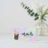 爪、 ネイル技術美しいサロンパステルネオンホログラフィックバス 名刺 (スタンド正面)