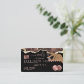 爪、 ネイル技術者のクレジットカードのスタイル付きバラ金ゴールドドリップ 名刺 (スタンド正面)