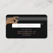 爪、 ネイル技術者のクレジットカードのスタイル付きバラ金ゴールドドリップ 名刺 (裏面)