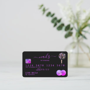 爪、 ネイル技術者クレジットカードのスタイル付きRPurple 名刺