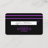 爪、 ネイル技術者クレジットカードのスタイル付きRPurple 名刺 (裏面)