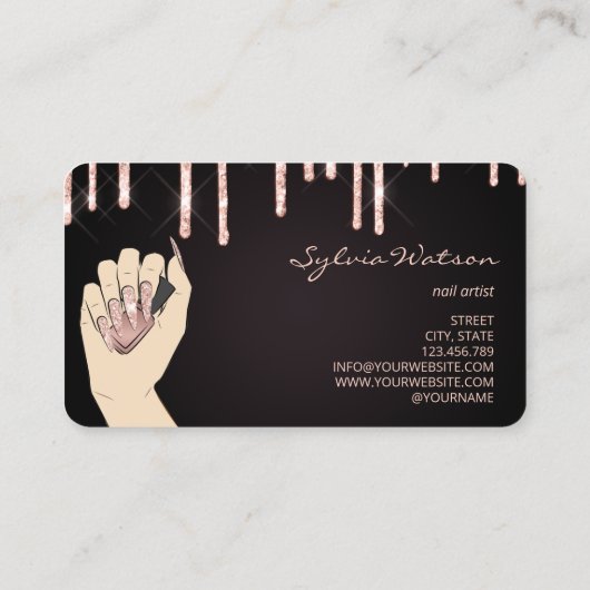 爪、 ネイル技術者ネイルアートglamトレンディー モダン 名刺 (裏面)