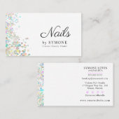 爪、 ネイル技術、ネイルアーティスト、サロンホログラフィックグリッター 名刺 (正面/裏面)