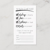 爪、 ネイル白黒美しいチェックリストBusiness Logo 予約カード (正面)