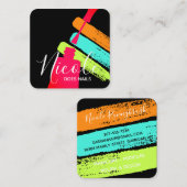 爪、 ネイル研磨カラフル塗抹ネイルアーティストサロン スクエア名刺 (正面/裏面)