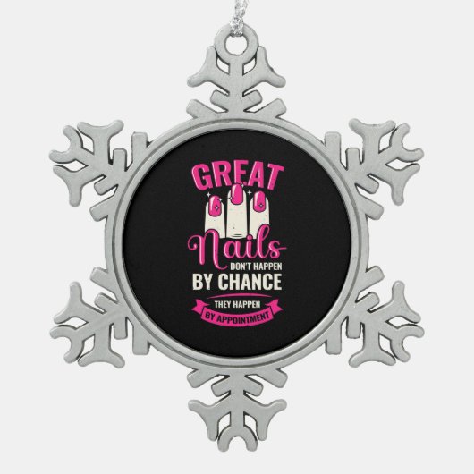 爪、 ネイル素晴らしはアポイントメント スノーフレークピューターオーナメント (正面)