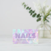 爪、 ネイル紫色ホログラフィックパステルのレインボーカラー 名刺 (スタンド正面)