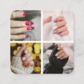 爪、 ネイル美しいサロンネイルアーティスト4写真QRコード スクエア名刺 (正面)