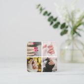 爪、 ネイル美しいサロンネイルアーティスト4写真QRコード スクエア名刺 (スタンド正面)