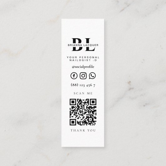 爪、 ネイル美しいサロンマニキュア スキニー名刺 (裏面)