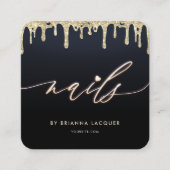 爪、 ネイル美しいサロン爪、 ネイルアートマニキュア金ゴールド スクエア名刺 (正面)