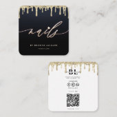 爪、 ネイル美しいサロン爪、 ネイルアートマニキュア金ゴールド スクエア名刺 (正面/裏面)