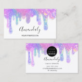 爪、 ネイル美しいロゴドリップホログラフィピンクブルー 名刺 (正面/裏面)