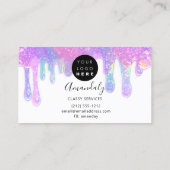 爪、 ネイル美しいロゴドリップホログラフィピンクブルー 名刺 (裏面)