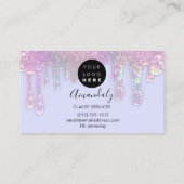 爪、 ネイル美しいロゴドリプスホログラフィブルーパステル 名刺 (裏面)