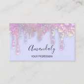 爪、 ネイル美しいロゴドリプスホログラフィブルーパステル 名刺 (正面)