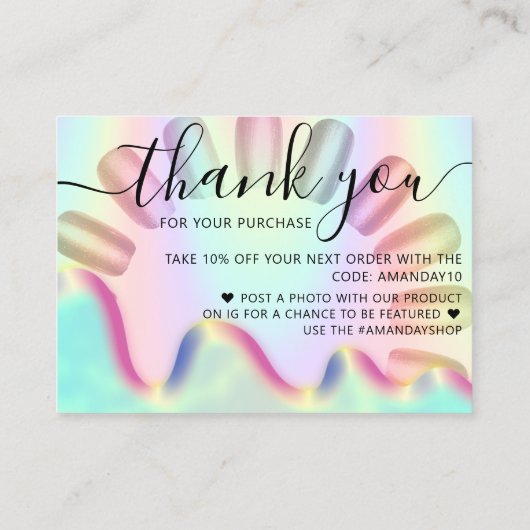 爪、 ネイル自筆証書オンラインショップありがとうショッピング 名刺 (裏面)