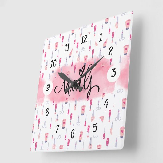 爪、 ネイル スクエア壁時計 (傾斜)