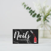 爪、 ネイル |レッド爪、 ネイルポーランドとブラシ |黒い大理石 名刺 (スタンド正面)