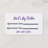 爪、 ネイル 予約カード (裏面)