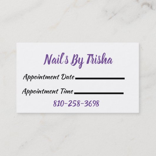 爪、 ネイル 予約カード (裏面)