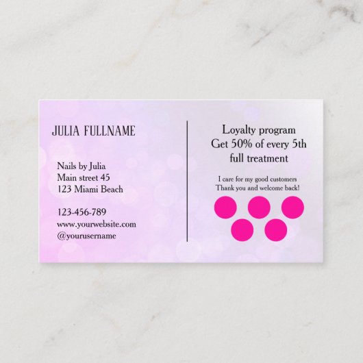 爪、 ネイル（名刺） 名刺 (裏面)