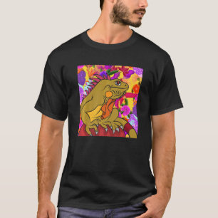 爬虫動物熱帯花ペットトカゲフローラ Tシャツ