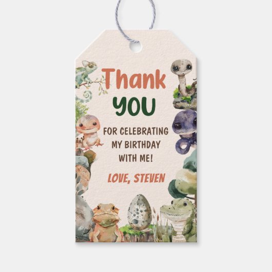 爬虫性子供の誕生日パーティー ギフトタグ (正面)