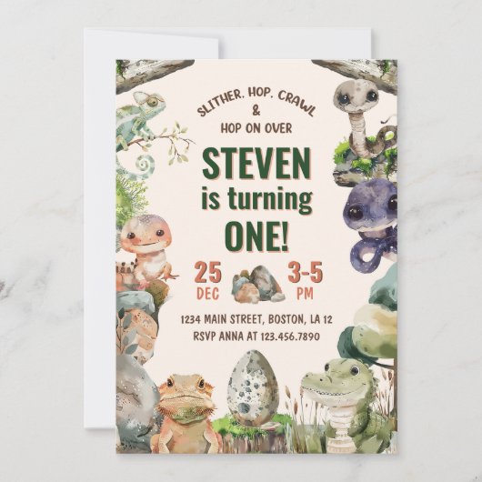 爬虫性子供の誕生日パーティー 招待状 (正面)
