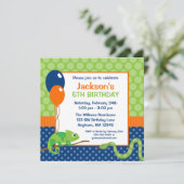 爬虫性水玉模様子供の誕生日 招待状 (スタンド正面)