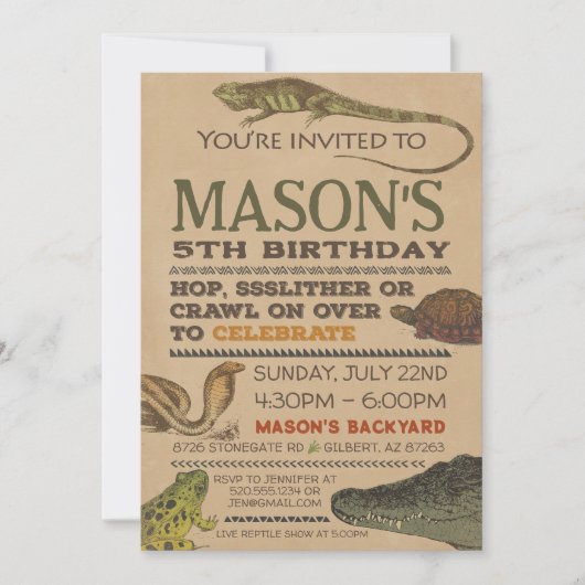 爬虫性誕生日招待状 招待状 (正面)