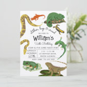 爬虫類とトカゲと両生類の子供の誕生日クラフト 招待状 (スタンド正面)