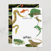 爬虫類と両生類の子供向け名前 サンキューカード (正面/裏面)