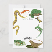 爬虫類と両生類の子供向け名前 ノートカード (正面)