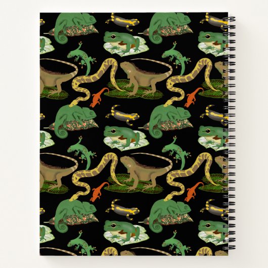 爬虫類と両生類の子供用モノグラム ノートブック (裏面)