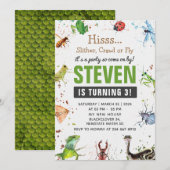 爬虫類と昆虫の編集可能な招待状 招待状 (正面/裏面)