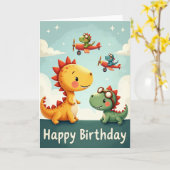爬虫類の友達お誕生日おめでとうカード カード (黄色い花)