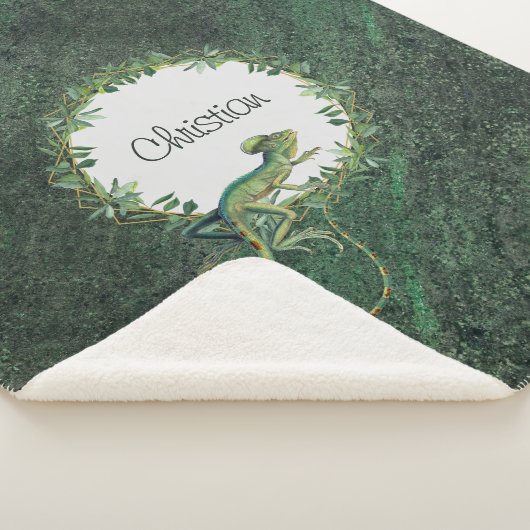 爬虫類の恋人のアート名前をカスタムする素朴緑 シェルパブランケット (3/4)