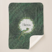 爬虫類の恋人のアート名前をカスタムする素朴緑 シェルパブランケット (正面)