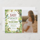 爬虫類の男の子の赤ちゃんシャワー写真 招待状 (正面)