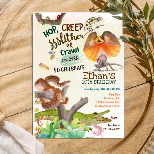 爬虫類の誕生日パーティー 招待状