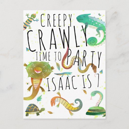 爬虫類の誕生日招待状ポストカード ポストカード (正面)